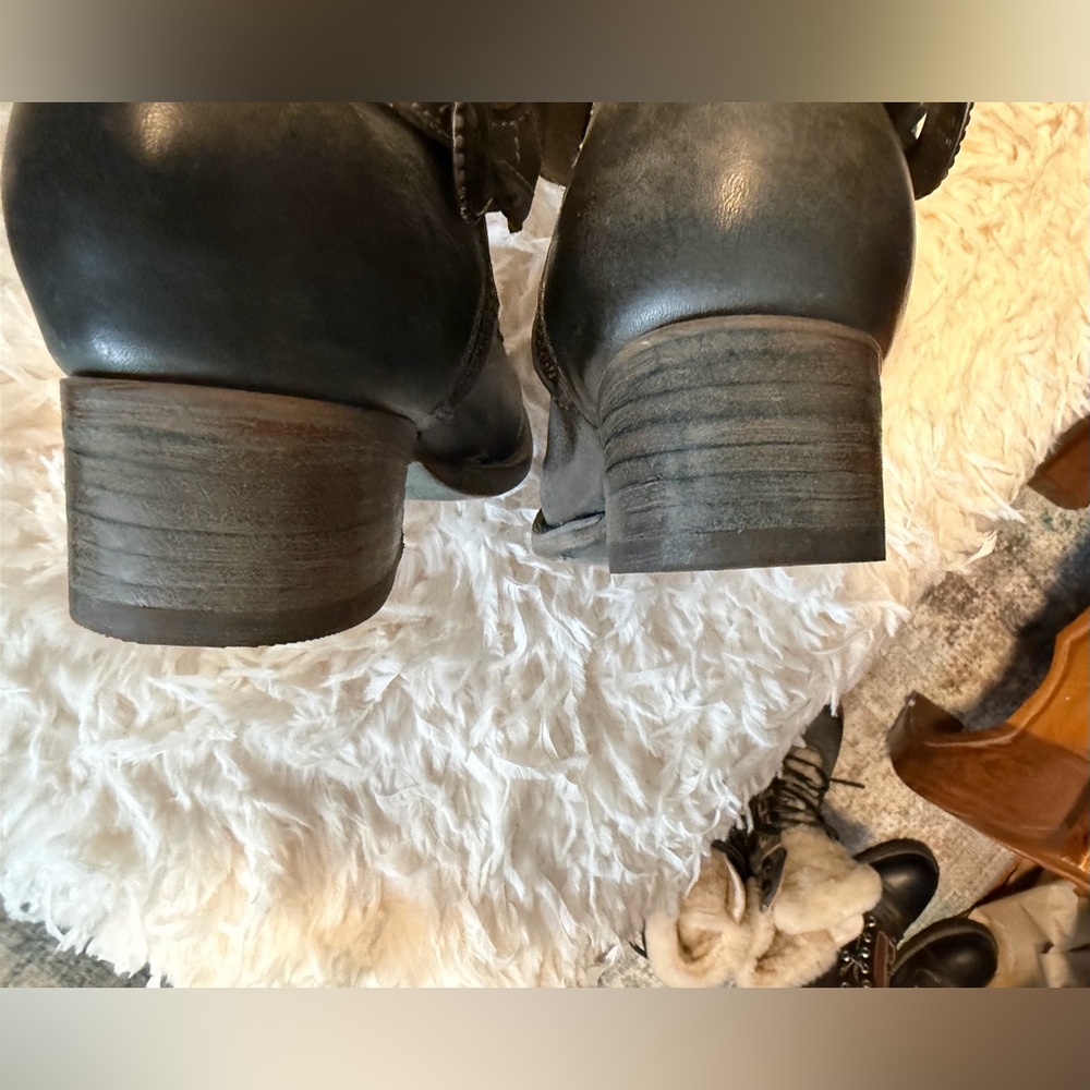 Freebird Tash Blue Ankle Boots with Gold Accents 7 - Picture 9 of 10